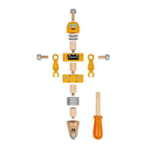 Janod Drewniane roboty do składania ze śrubokrętem Brico'kids Janod Drewniane roboty do składania ze śrubokrętem Brico'kids