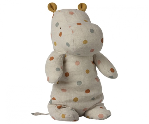 MAILEG Maskotka - Safari Friends, Medium hippo - Multi dot