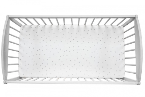SLEEPEE Prześcieradło do łóżeczka We care Szare Kropki 120 x 60
