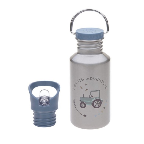 Lassig Butelka - bidon ze stali nierdzewnej z dodatkową zakrętką z ustnikiem 500 ml Adventure Traktor