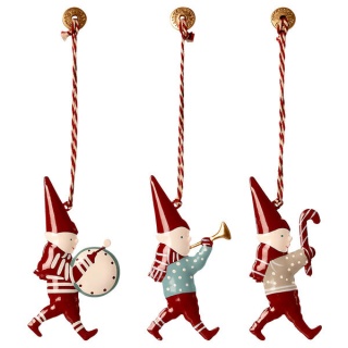 MAILEG Dekoracja bożonarodzeniowa - Metal ornaments in matchbox - 3 Pixies