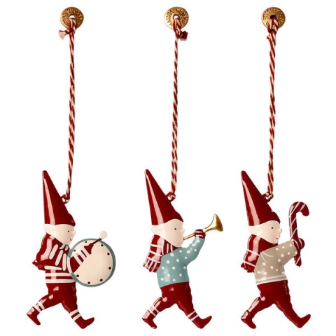 MAILEG Dekoracja bożonarodzeniowa - Metal ornaments in matchbox - 3 Pixies