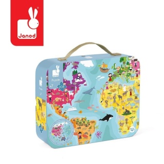 Puzzle w walizce dwustronne Błękitna planeta - 208 elementów - Janod