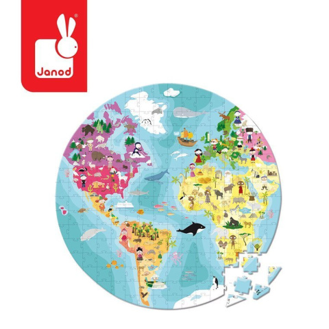 JANOD Puzzle w walizce dwustronne Błękitna planeta 208 elementów 7+ JANOD Puzzle w walizce dwustronne Błękitna planeta 208 elementów 7+