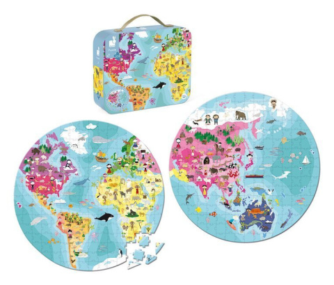JANOD Puzzle w walizce dwustronne Błękitna planeta 208 elementów 7+ JANOD Puzzle w walizce dwustronne Błękitna planeta 208 elementów 7+