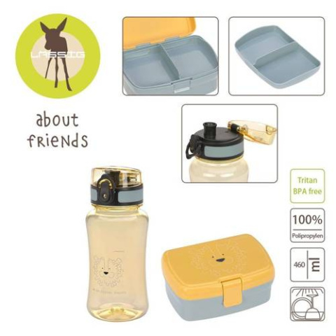 Lassig Zestaw na lunch Lunchbox + Tritanowa butelka - bidon 460 ml About Friends Lew Lassig Zestaw na lunch Lunchbox + Tritanowa butelka - bidon 460 ml About Friends Lew