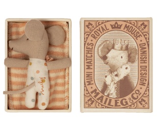 MAILEG Baby mouse, Sleepy/wakey in matchbox - Girl
