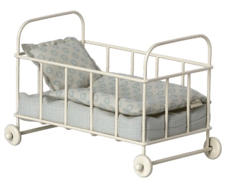 MAILEG Cot bed, Micro - Blue, Łóżeczko niebieskie