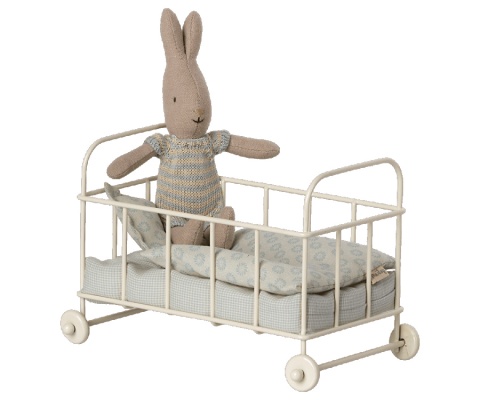 MAILEG Cot bed, Micro - Blue, Łóżeczko niebieskie
