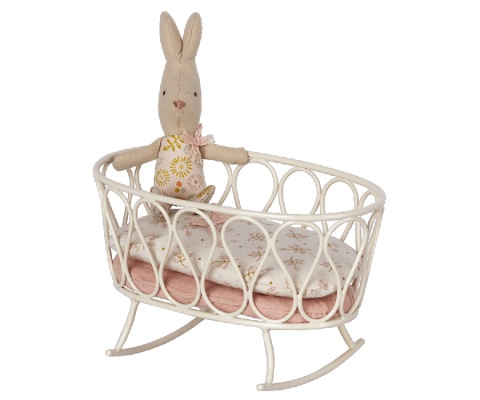 MAILEG Cradle w. sleeping bag, MY - Rose, Kołyska różowa