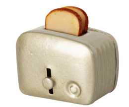 MAILEG Miniature toaster & bread - Silver, Miniaturowy toster i chleb Srebrny