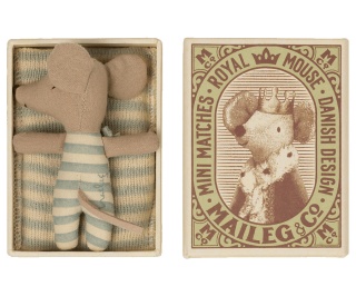 MAILEG Myszka - Baby mouse, Sleepy/wakey in matchbox - Boy
