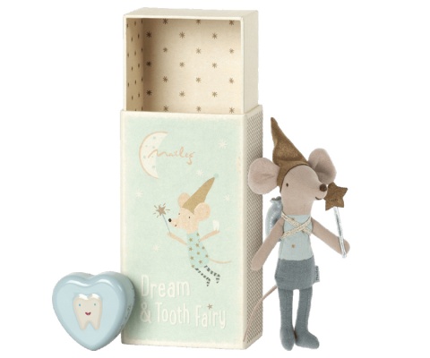 MAILEG wróżka zębuszka _Tooth fairy mouse in matchbox - Blue Brat