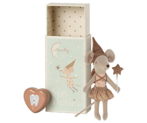 MAILEG wróżka zębuszka_Tooth fairy mouse in matchbox - Rose