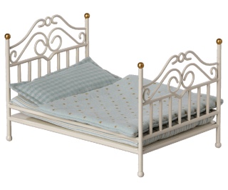 MAILEG Łózko Białe_Vintage bed, Micro - Off white, Łóżko Vintage białe micro