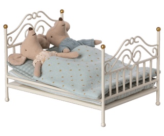 MAILEG Łózko Białe_Vintage bed, Micro - Off white, Łóżko Vintage białe micro