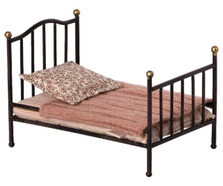 MAILEG Łóżko_Vintage bed, Mouse - Anthracite, Łóżko Vintage dla myszek antracytowe