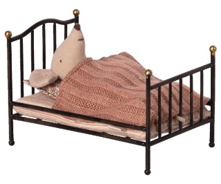 MAILEG Łóżko_Vintage bed, Mouse - Anthracite, Łóżko Vintage dla myszek antracytowe