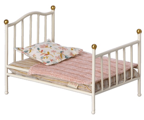 MAILEG Vintage bed, Mouse - Off white, Łóżko vintage dla myszek białe