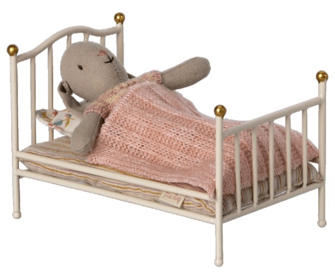 MAILEG Vintage bed, Mouse - Off white, Łóżko vintage dla myszek białe