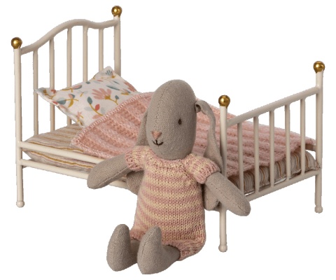MAILEG Vintage bed, Mouse - Off white, Łóżko vintage dla myszek białe