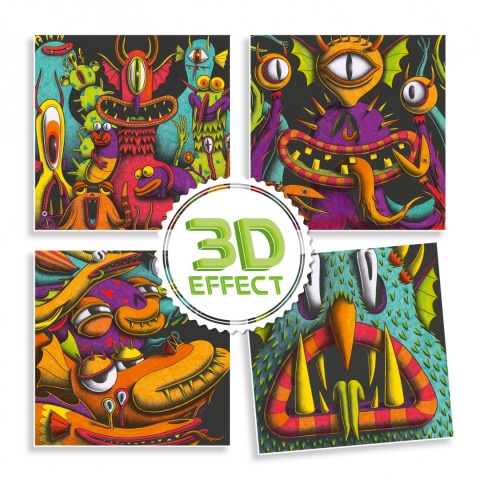 DJECO Kolorowanki 3D ŚMIESZNE DZIWAKI