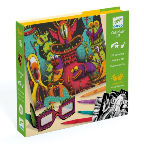 DJECO Kolorowanki 3D ŚMIESZNE DZIWAKI