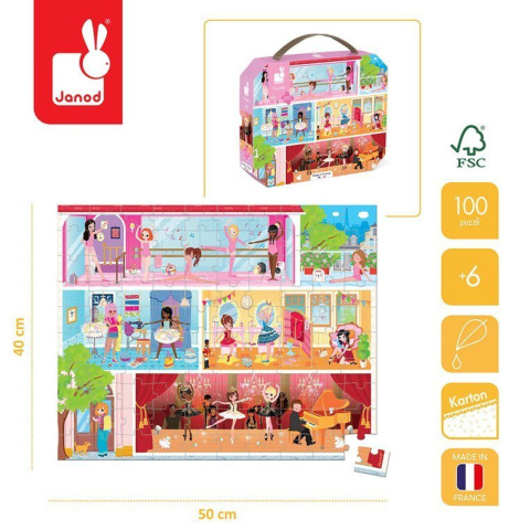 Janod Puzzle w walizce Akademia tańca 100 elementów 6+ Made in France Janod Puzzle w walizce Akademia tańca 100 elementów 6+ Made in France