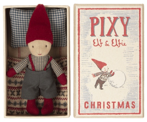 MAILEG Elf świąteczny dekoracja bożonarodzeniowa - Pixy Elf in matchbox
