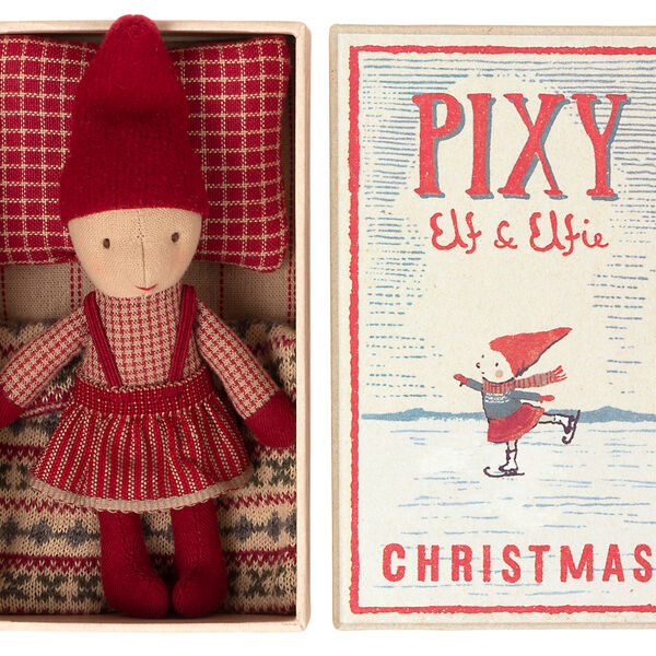 MAILEG Elf świąteczna dekoracja - Pixy Elfie in matchbox