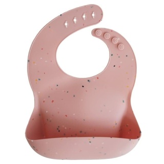 MUSHIE Śliniak silikonowy Powder Pink Confetti