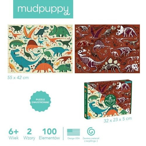 Mudpuppy Puzzle dwustronne Dinozaury 100 elementów 6+