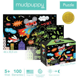 Mudpuppy Puzzle świecące w ciemności Superbohaterowie 100 elementów 5+