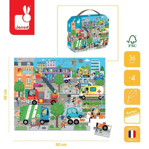 JANOD Puzzle w walizce Miasto 36 elementów 4+ JANOD Puzzle w walizce Miasto 36 elementów 4+