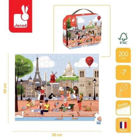 JANOD Puzzle w walizce Paryż 200 elementów 7+ JANOD Puzzle w walizce Paryż 200 elementów 7+