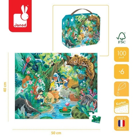 Puzzle w walizce Przygoda w kraju Inków - 100 elementów - Janod
