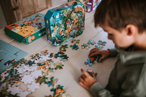 Puzzle w walizce Przygoda w kraju Inków - 100 elementów - Janod