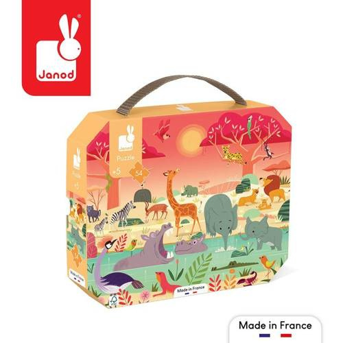 JANOD Puzzle w walizce Rezerwat zwierząt 54 elementy 5+ JANOD Puzzle w walizce Rezerwat zwierząt 54 elementy 5+
