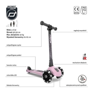 Hulajnoga składana ze świecącymi kółkami ScootandRide Highwaykick 3 LED Rose