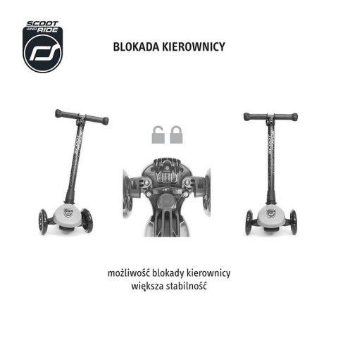 Hulajnoga składana ze świecącymi kółkami ScootandRide Highwaykick 3 LED Steel Hulajnoga składana ze świecącymi kółkami ScootandRide Highwaykick 3 LED Steel