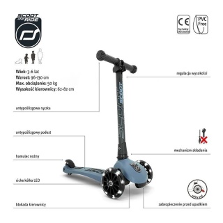 Hulajnoga składana ze świecącymi kółkami ScootandRide Highwaykick 3 LED Steel