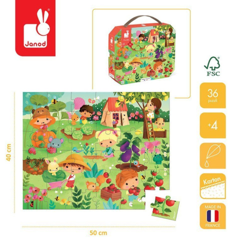 JANOD Puzzle w walizce Ogród 36 elementów 4+ JANOD Puzzle w walizce Ogród 36 elementów 4+