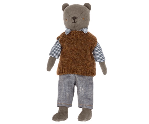MAILEG Ubranko misia - Koszula, kamizelka, spodnie Teddy tata, Shirt, slipover and pants for Teddy dad