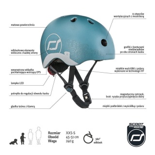 SCOOTANDRIDE Kask XXS-S dla dzieci 1-5 lat Steel Dog