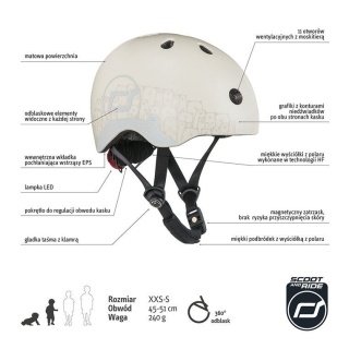 SCOOTANDRIDE Kask XXS-S dla dzieci 1-5 lat Ash Bear