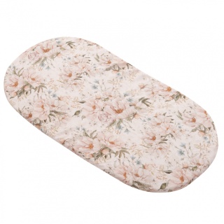 Samiboo Prześcieradło do gondoli, kosza mojżesza, kołyski bambusowe Peonia Cream