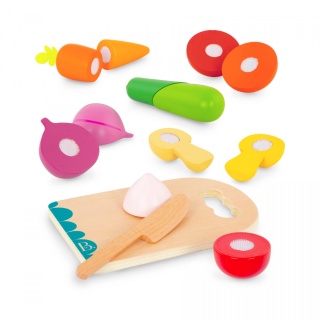 B.Toys Chop ‘n’ Play – Wooden Toy Vegetables – zestaw drewnianych WARZYW do krojenia