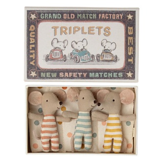 MAILEG Myszki Trojaczki, Triplets, Baby mice in matchbox