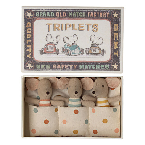 MAILEG Myszki Trojaczki, Triplets, Baby mice in matchbox MAILEG Myszki Trojaczki, Triplets, Baby mice in matchbox