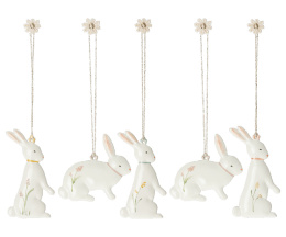 MAILEG Zestaw króliczków wielkanocnych 5 szt, Dekoracja wielkanocna - Easter bunny ornaments, 5 pcs.